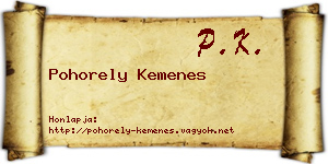 Pohorely Kemenes névjegykártya